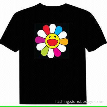 Hot selling sound-activated EL panel T-shirt